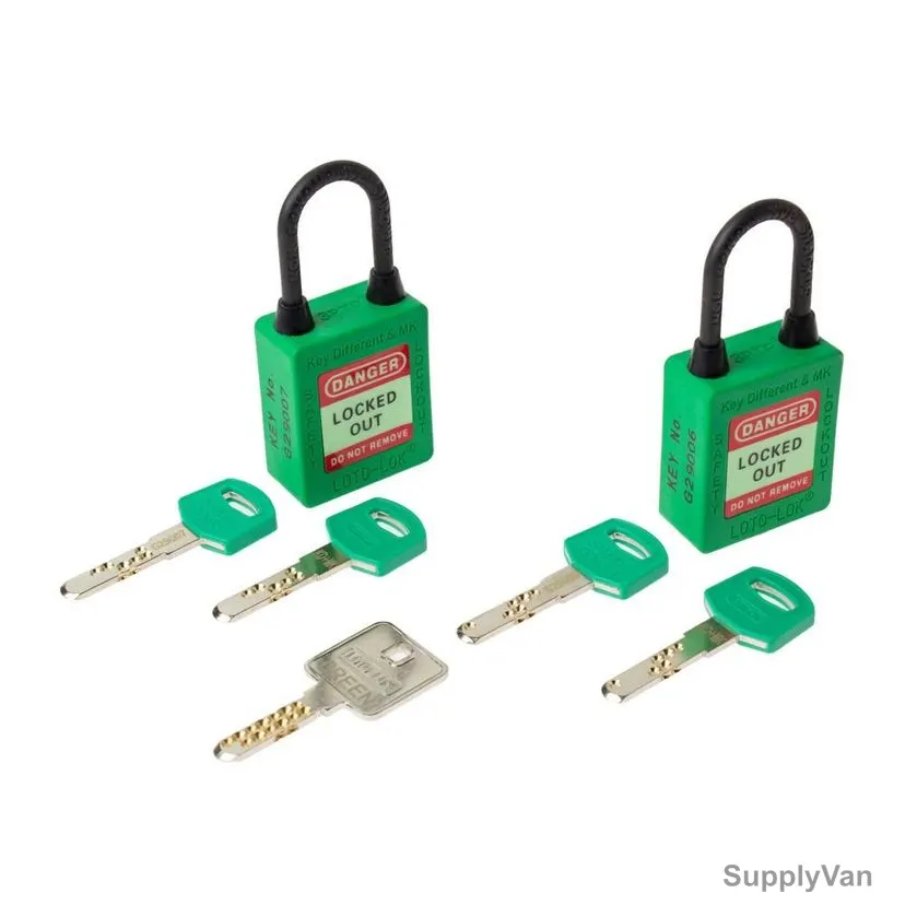 Loto-Lok Three Point Traceability Padlock, 3PTPGKDMKN40, Nylon, 40 x 5MM, Green