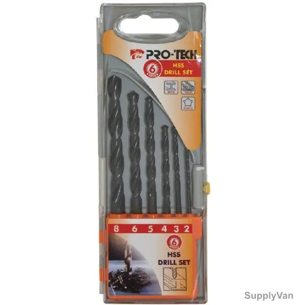 Pro-Tech HSS Twist Drill Bit Set, DBMTLS6, 6PCS