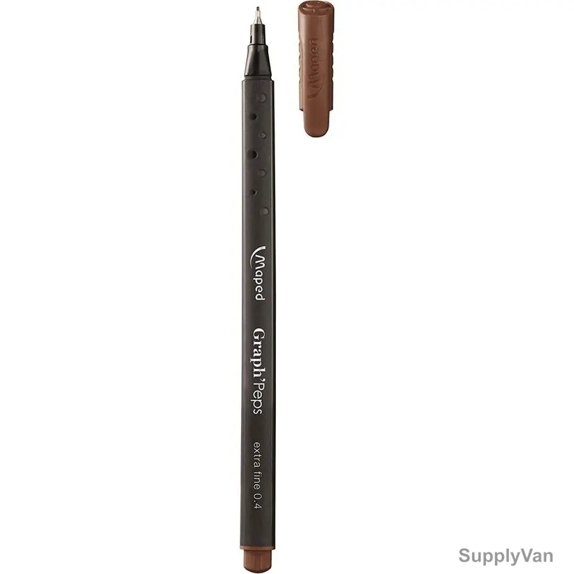 Maped Fineliner Pen, MD-749112, GraphPeps, 0.4MM Tip, Woody Brown, 12 Pcs/Pack