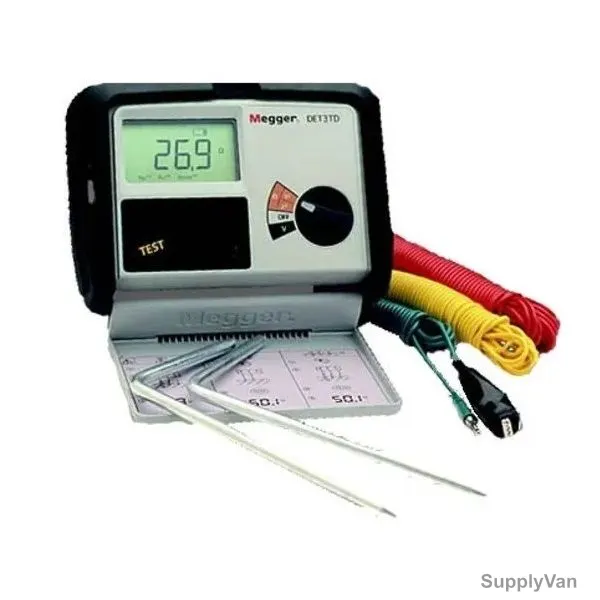 Megger Digital Earth Ground Resistance Tester, DET3TD, LCD, 3 Pole, IP54, 0.01 to 2000 Ohm — image 1