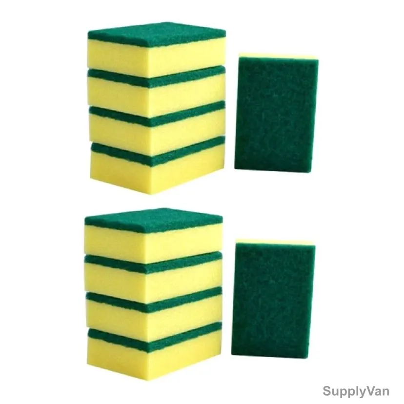 Heavy Duty Sponge Scrubber, SP13-1, 3CM Width x 13CM Length, Yellow/Green, 10 Pcs/Pack