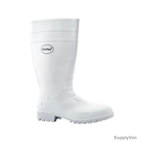 Vaultex Steel Toe Gumboots, RBW, Size38, White, Mid Calf