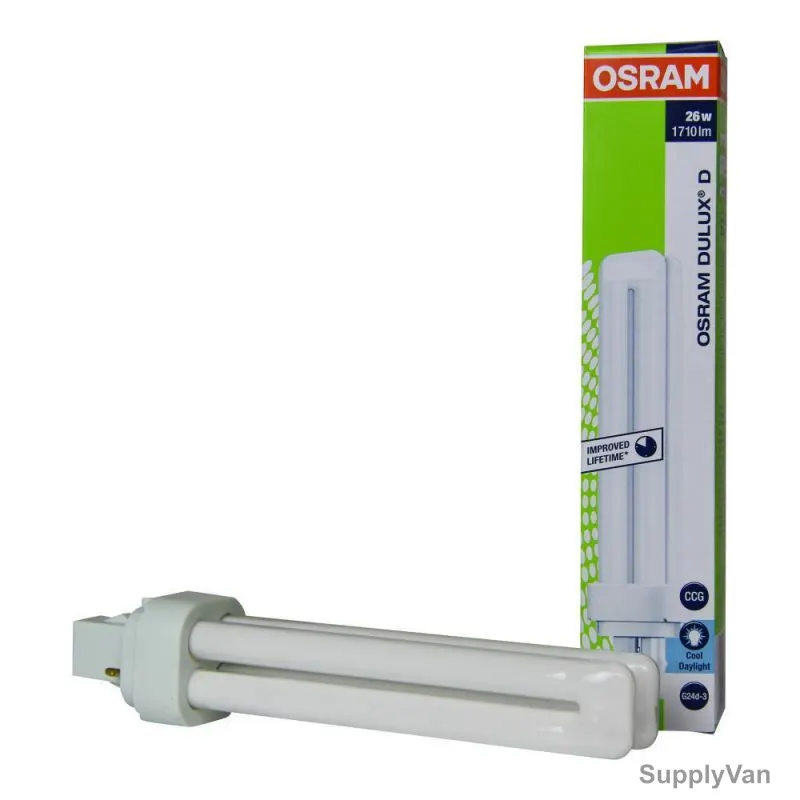 Osram Compact Fluorescent Lamp, G24q-2, 26W, 6500K, Cool Daylight