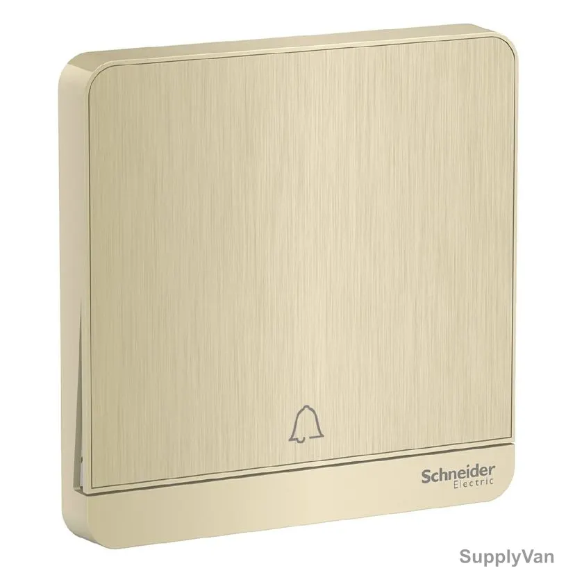 Schneider Electric Doorbell Push Button Switch, AvatarOn, 1 Gang, 10A, 250VAC, Metal Gold Hairline