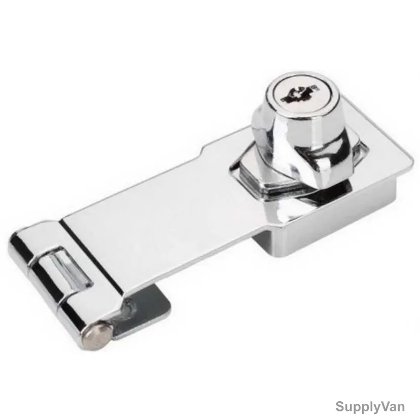 Dorfit HASP With Lock, DT383, Zinc Alloy, 100MM, 2 Key, Nickel Plated, Finish — image 1