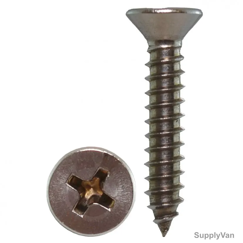 Tuf-Fix CSK Self Tapping Screw, STPCSKNG8x3, 8x3 Inch, CS, Chrome, PK225