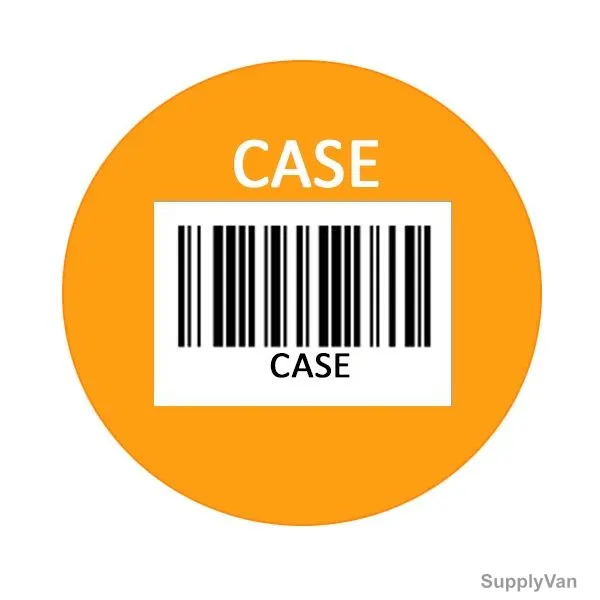 Glossy Laminated Paper Sticker, 30MM Dia, CASE Legend, Orange, 350 Pcs/Pack