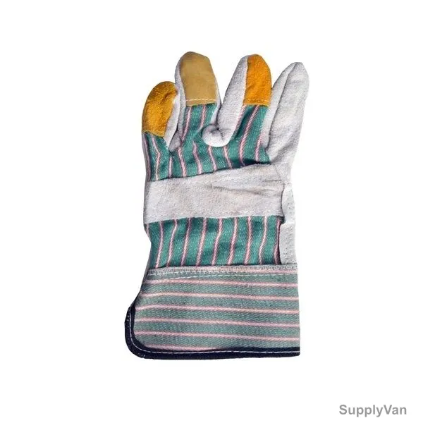Single Palm Leather Working Gloves, MOP, Green, 12 Pcs/Pack