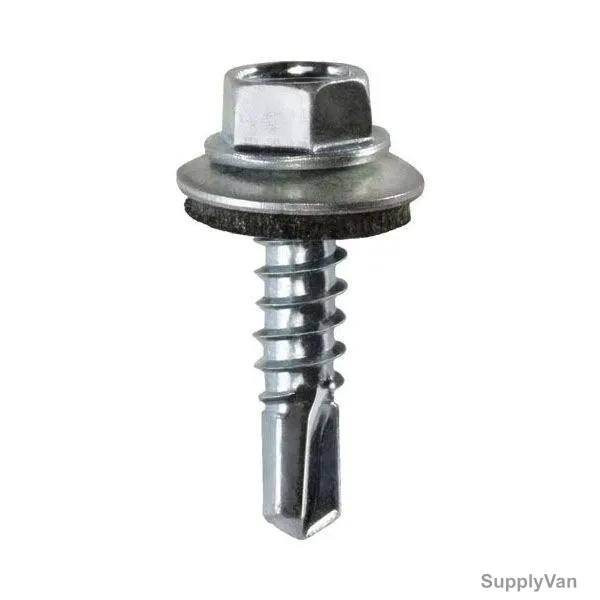 Hex Head Self Drilling Screw With Washer, M14 Thread Dia x 1 Inch Length, 500 Pcs/Pack