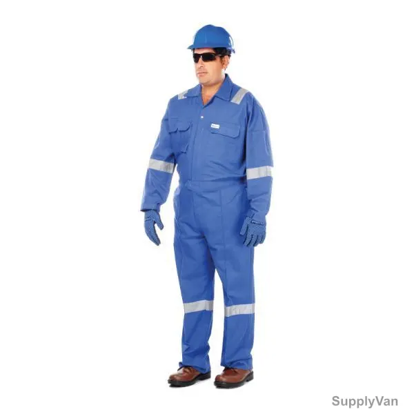 Vaultex Coverall With Reflective Strips, VRB, 260GSM, 2XL, Royal Blue
