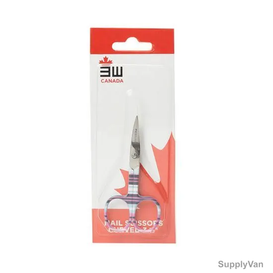 3W Paper Coated Nail Scissor, 11366, Stainless Steel, 9.5CM Length x 1CM Width, Silver/Gold — image 1