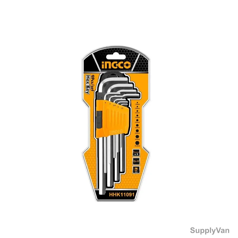 Ingco Long Arm Torx Key Set, HHK13091, CrV Steel, T10-T50, 9 Pcs/Set — image 1