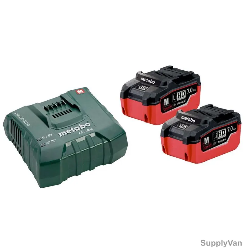 Metabo Cordless Tool Battery Set, 685112000, 18V, 2 x 7Ah Battery