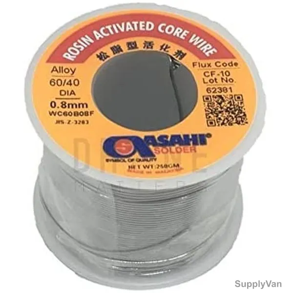Sqashi Rosin Activated Core Soldering Wire, WC60B08F, 100 GM, 0.8MM