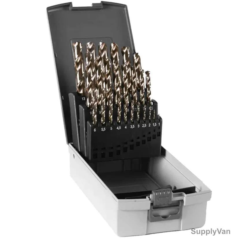 Euroboor Twist Drill Bit Set, TDS-200, HSS-Cobalt M35, 25 Pcs/Set