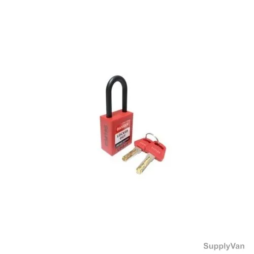 Loq-It Safety Lockout Padlock, PD2-LQRDKDN38, Nylon, 38MM Shackle Height x 6MM Shackle Dia, Red