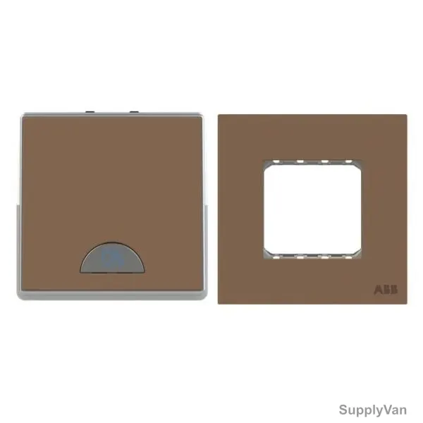 ABB Electrical Switch With LED and Double Rocker Frame, AMD11240-MO+AMD5144-MO, Millenium, 1 Gang, 2 Way, 32A, Mocha Brown — image 1