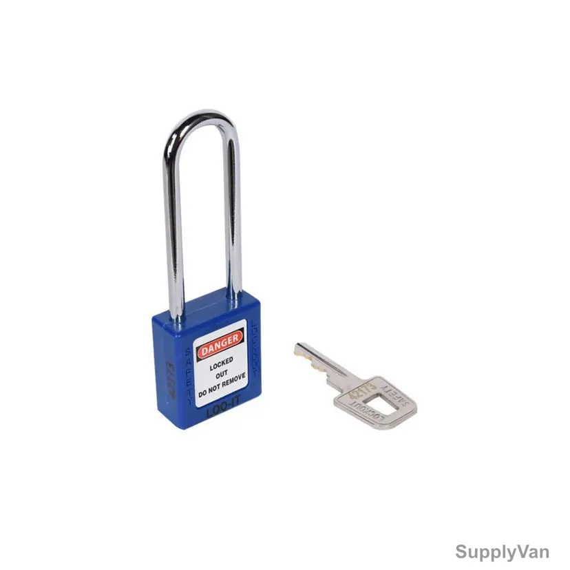 Loq-It Contractor Lockout Padlock, PD-LQBLKDS76, Nylon and Chrome Plated Steel, 76 x 6MM, Blue