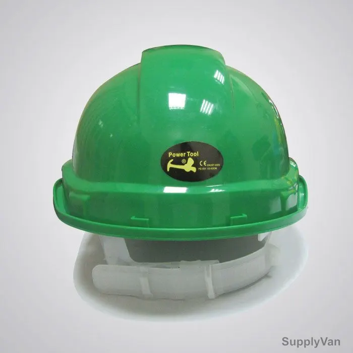 Power Tool Plastic Safety Helmet, PE501, Green
