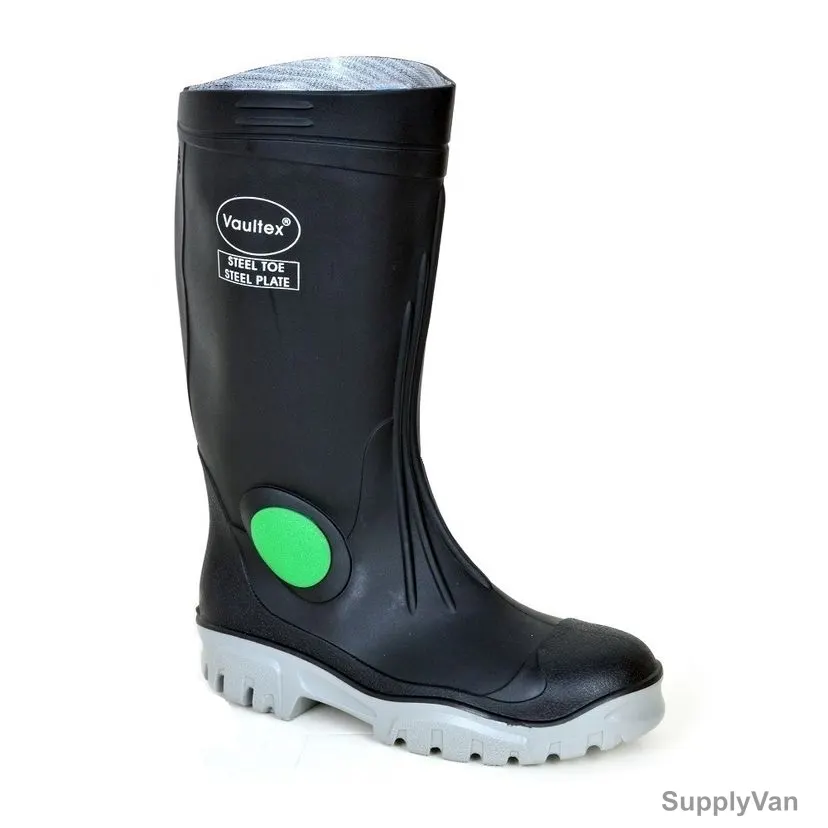 Vaultex Steel Toe Rain Boots, DGM, Size44, PVC, Black