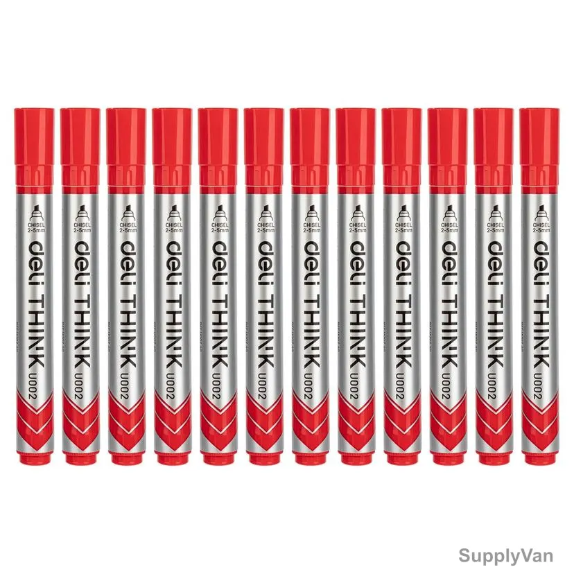 Deli Whiteboard Marker, EU00240, 2-5MM Tip Size, Red, 12 Pcs/Pack