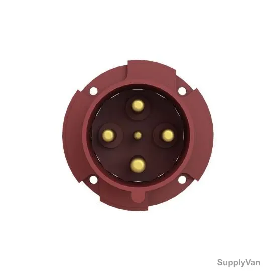 Abb Straight Flange Panel Mounted Socket Inlet, 363BU6, 380-415V, IP44, 63A, 3P+E, Red