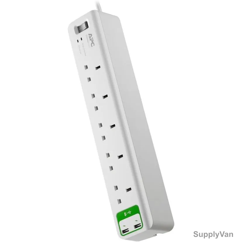 Schneider Electric 5 Outlet APC Essential Surge Protector With 2 USB Port, PM5U-UK, 13A, 230VAC, White — image 1