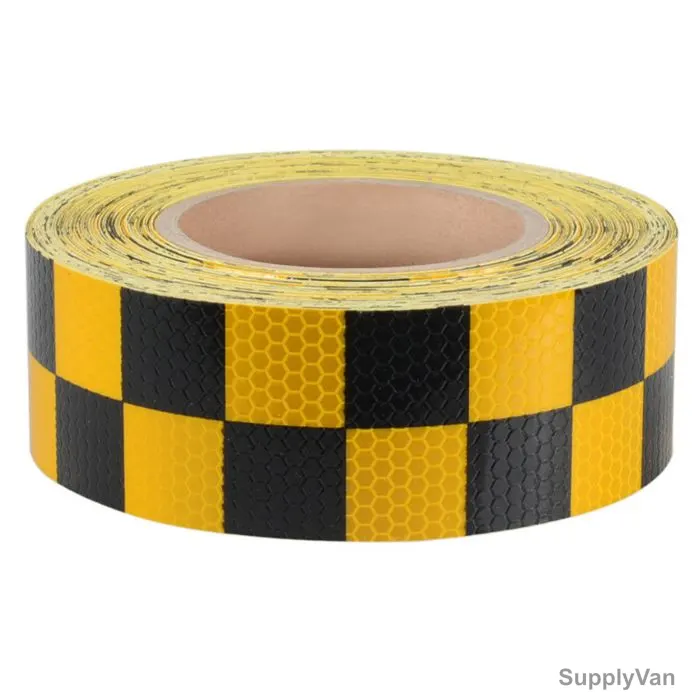 Checkered Reflective Tape, 48MM Width x 50 Mtrs Length, Yellow/Black
