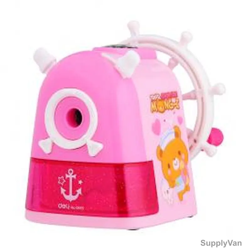 Deli Rotary Pencil Sharpener, E0665, 1 Hole, Pink