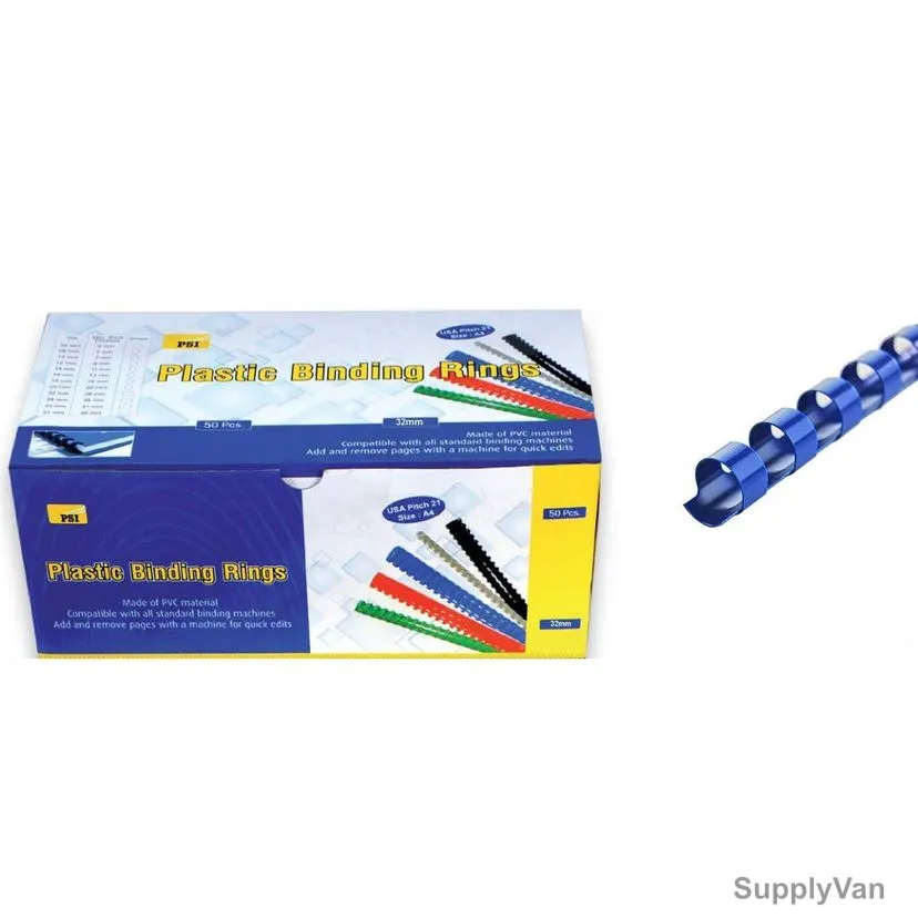 PSI Binding Ring, PSBR32BL, Plastic, 280 Sheets, 32mm, Blue, 50 Pcs/Pack