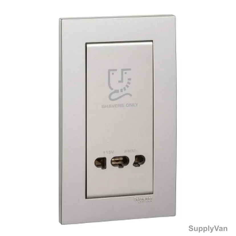 Schneider Electric Shaver Unit, KBT727V-AS, Vivace, 2 Gang, 240VAC, Aluminium Silver