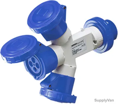 Gewiss Multiple Socket Coupler, GW64024, 16A, 2P+E, White-Blue
