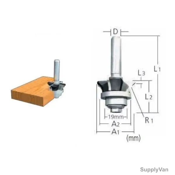 Makita Double Ball Bearing Round Corner Router Bit, 793093-1, 35x11MM