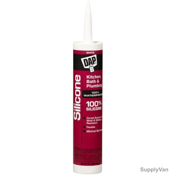 Dap Kitchen, Bath & Plumbing Silicone Sealant, 08640, White, 9.8 Oz, 12 Pcs/Pack
