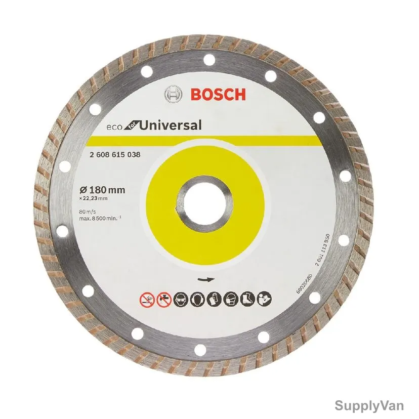 Bosch Universal Eco Diamond Cutting Disc, 2608615038, 2.6MM Cutting Width, 22.23MM Bore Dia x 180MM Dia