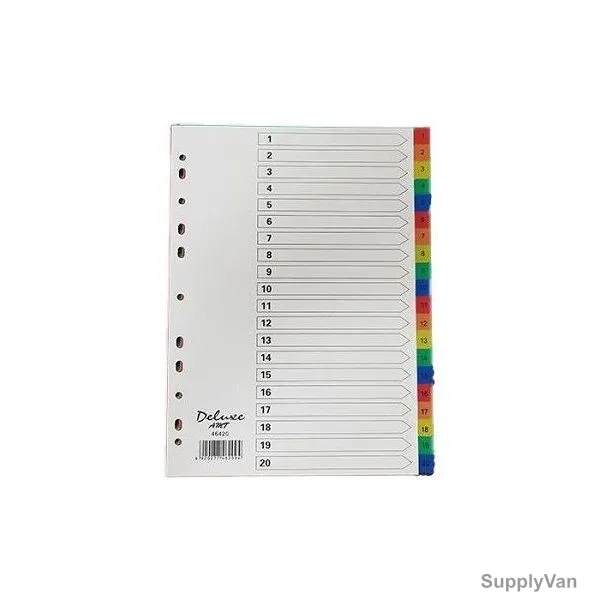 Deluxe Color Divider With Number, AMT-46420, PVC, A4, 20 Tab