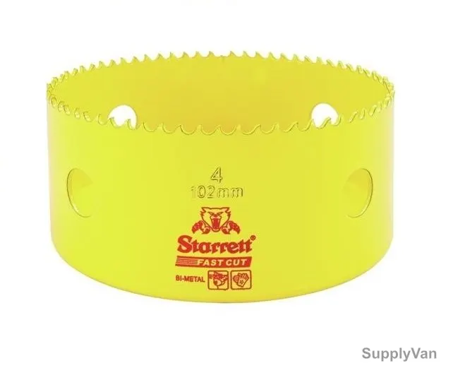 Starrett Hole Saw, FCH0400, High Speed Steel, 102MM, 5.5 TPI, Yellow