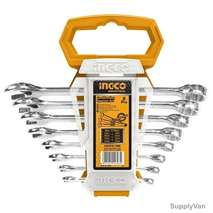 Ingco Combination Spanner Set, HKSPA1088, 6-19MM, 8 Pcs/Set — image 1