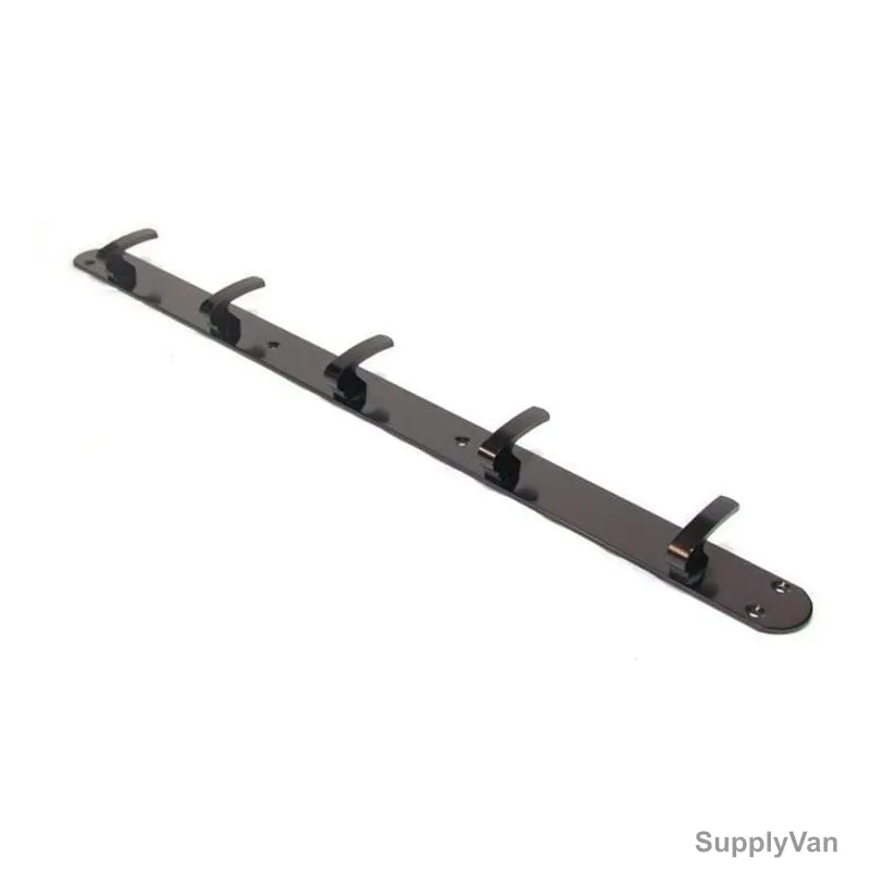 Robustline Wall Mounted Hat and Coat Hook on Plate, Stainless Steel, 5 Hooks, 20 Lbs Weight Capacity, Cherry