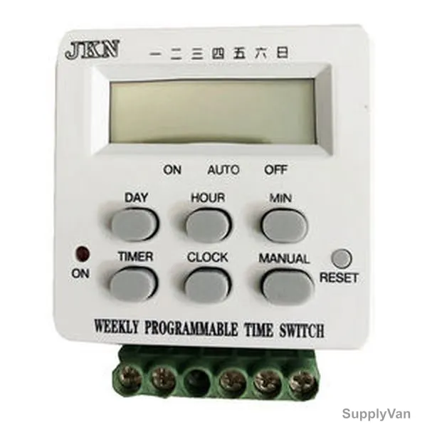 Jkn Weekly Programmable Time Switch, WTS-3, 100-250VAC, 7A