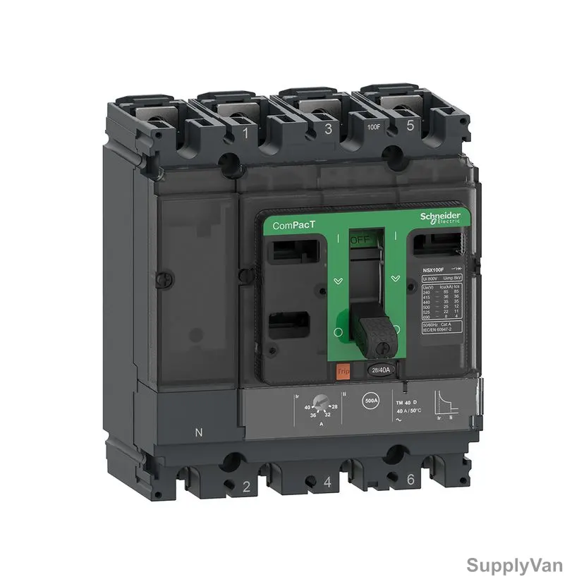 Schneider Electric Molded Case Circuit Breaker, NSX160F, ComPacT, 4P, IP40, 125A