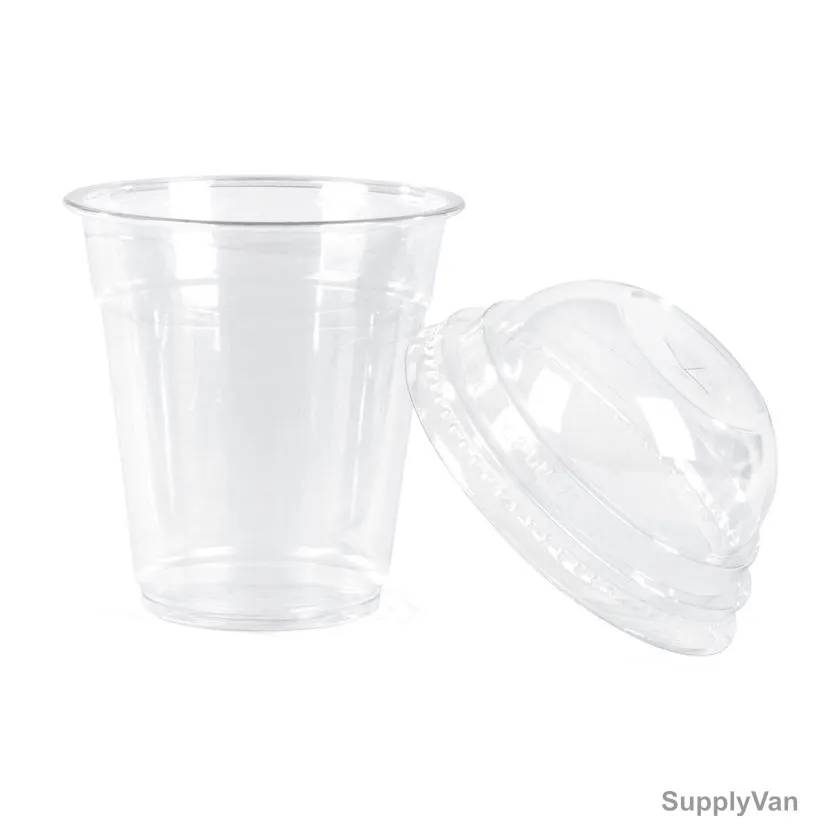 Khaleej Pack Disposable Cup With Dome Lid, PET, 8 Oz, 78MM Dia, Clear, 50 Pcs/Pack