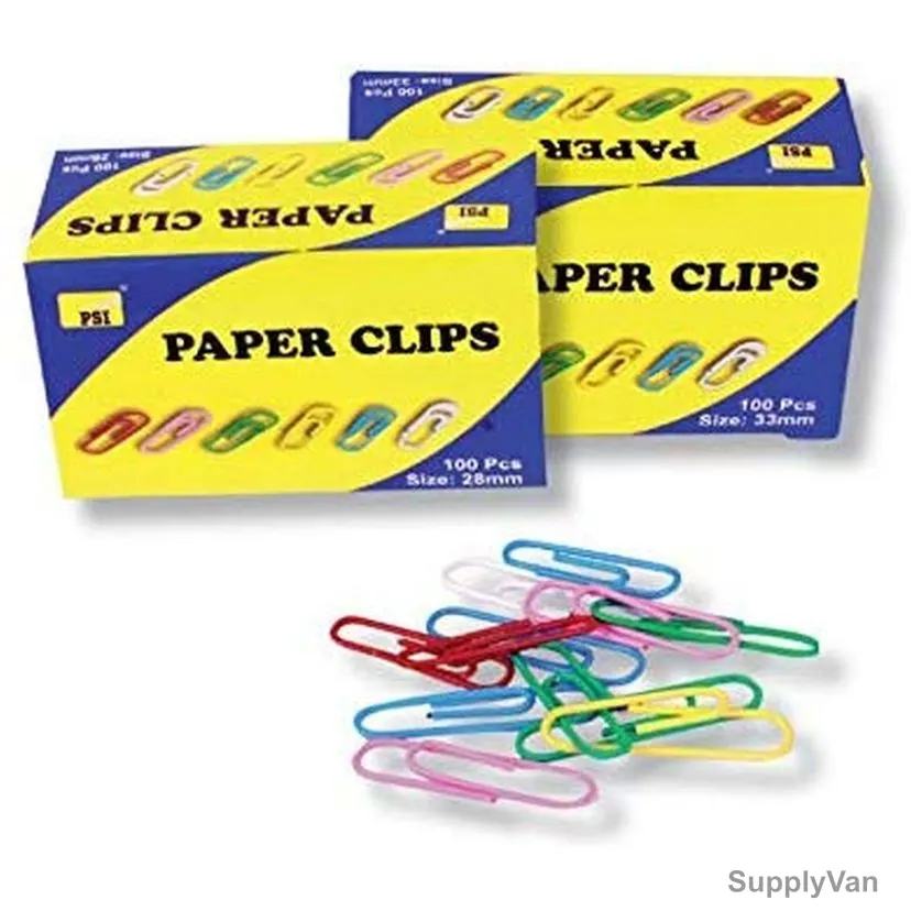 PSI Vinyl Paper Clip, PSPCYLP001-33, Round, 33MM, Multicolor, 100 Pcs/Pack