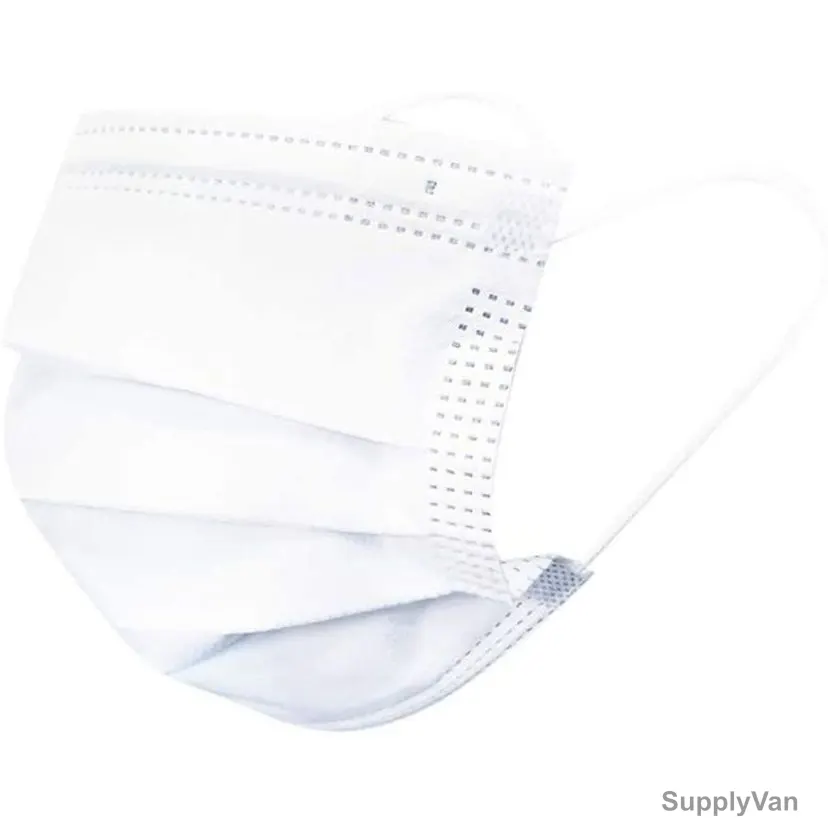 Disposable Face Mask, Non-Woven, 3 Layer, White, 50 Pcs/Pack