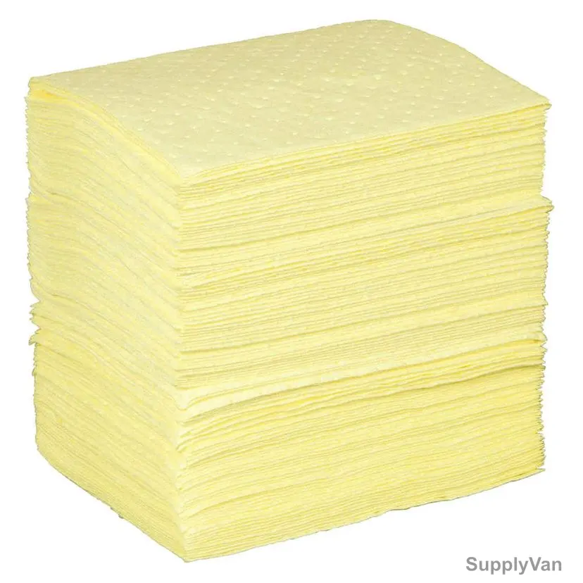 X-Mark Hazmat Sorbent Pad, Liquid, 19 Gal, 15 x 17 Inch, Yellow, PK100