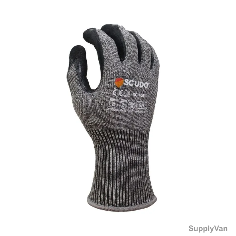 Scudo Cut Level 5 Coating Sandy Nitrile Safety Gloves, SC-4097, L, Grey/Black — image 1