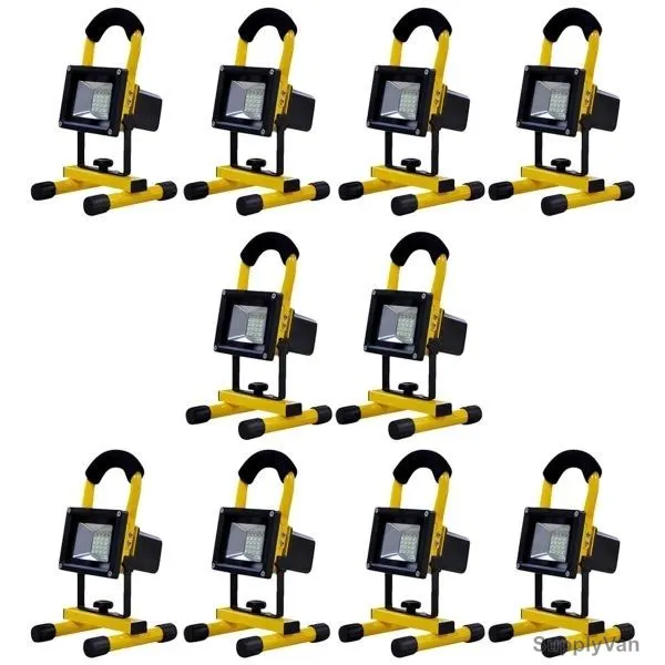 V-TAC Rechargeable Flood Light, 10W, 600LM, Yellow and Black, PK10