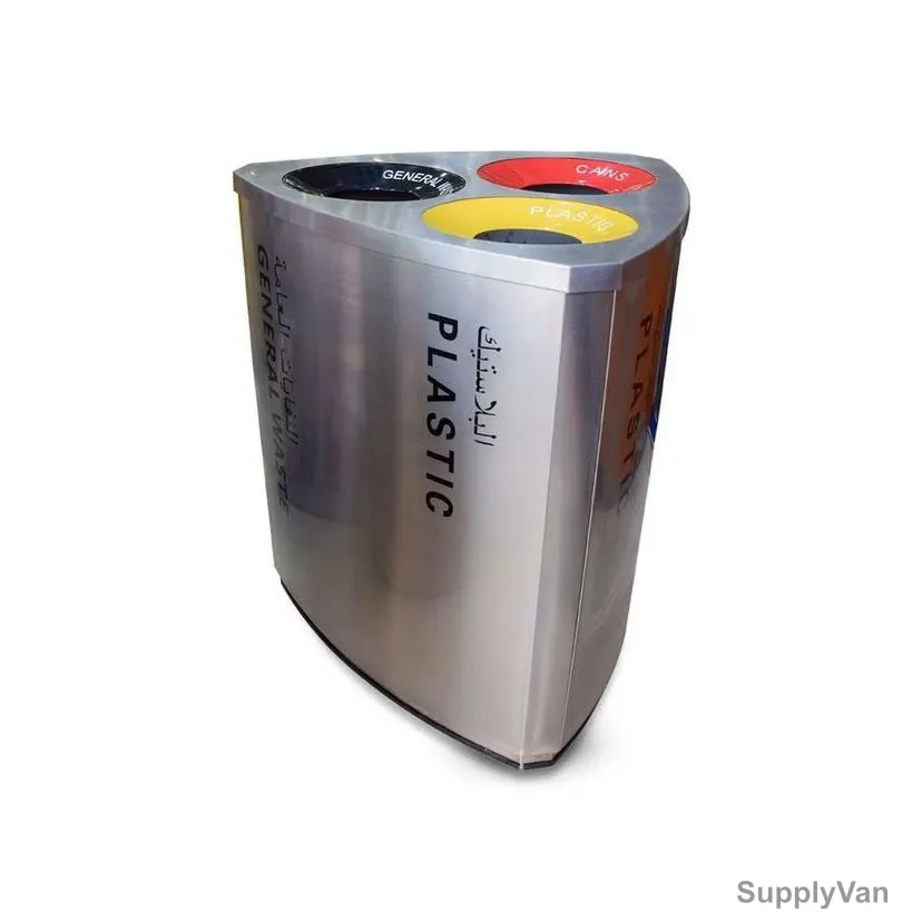 Akc Triangular Garbage Bin, RB20, Stainless Steel, 180 Ltrs, Silver