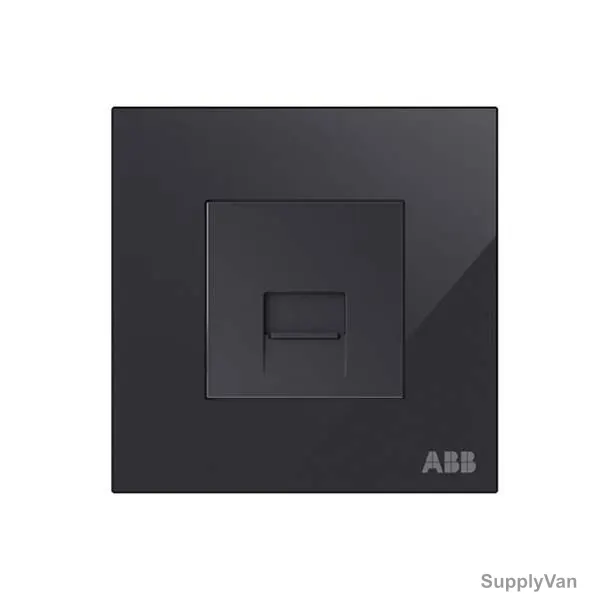ABB BT Master Telephone Socket, AM30544-BG, Millenium, 1 Gang, RJ11/RJ12, Black Glass — image 1