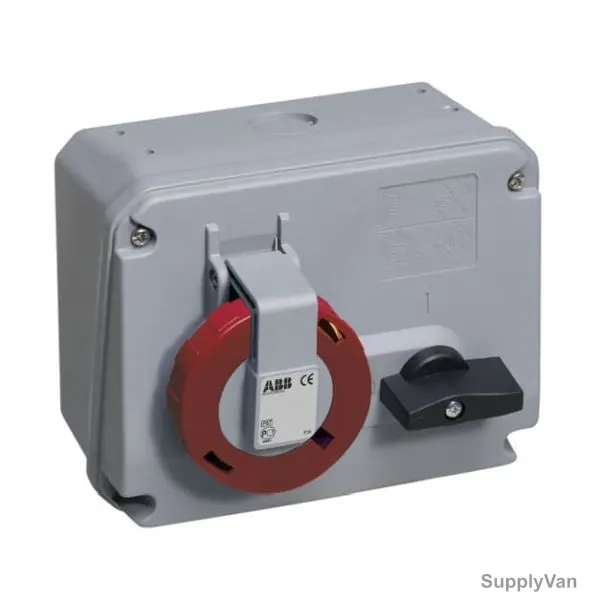 ABB Horizontal Socket Outlet, 332MHS6, 4 Pole, 32A, Red and Grey